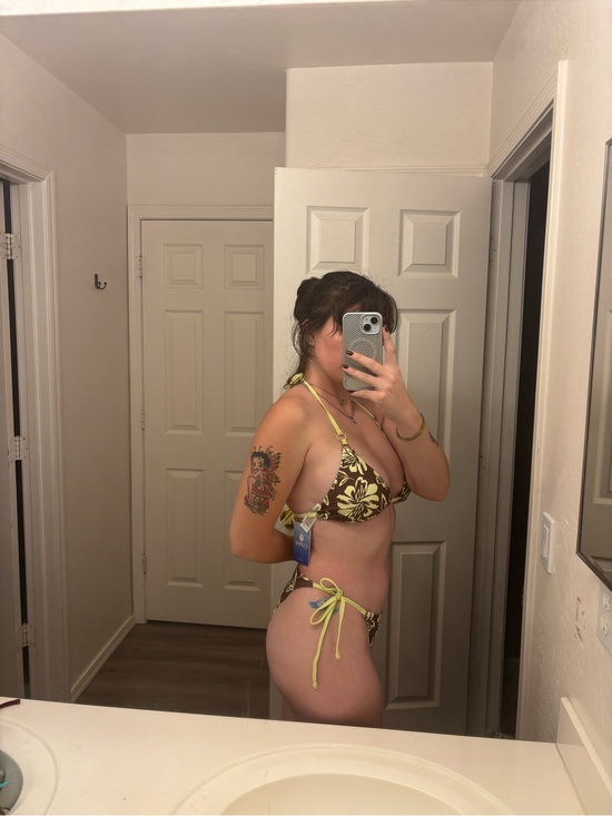 Cupshe Other - Cupshe Brown and Yellow Floral Tie-Side Bikini